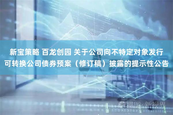 新宝策略 百龙创园 关于公司向不特定对象发行可转换公司债券预案（修订稿）披露的提示性公告